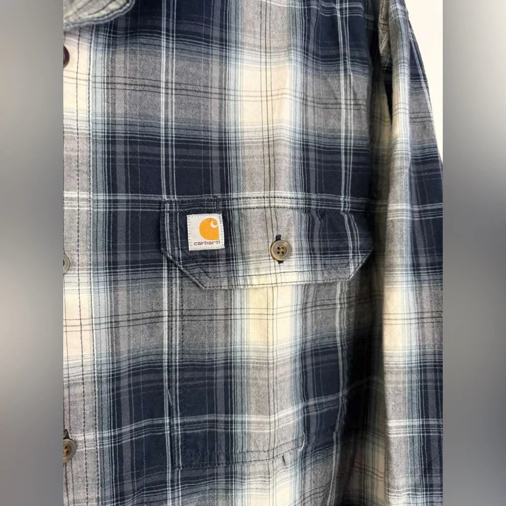 Carhartt Men's Blue and White Plaid Shirt - Picture 2 of 6